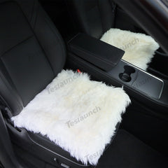 Housses de siège avant en fausse peau de mouton noir/blanc pour Tesla Model S/X/3/Y/Cybertruck-2PCS