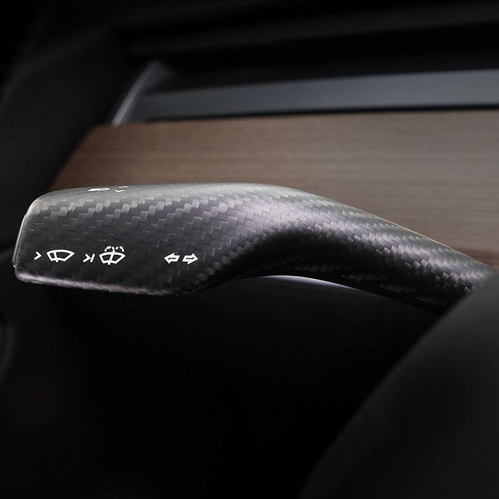 [Real Carbon Fiber] Gear Shift Cover, Turn Signal Stalk Covers for Tesla Model 3/Y (2017-2023) - TESLAUNCH