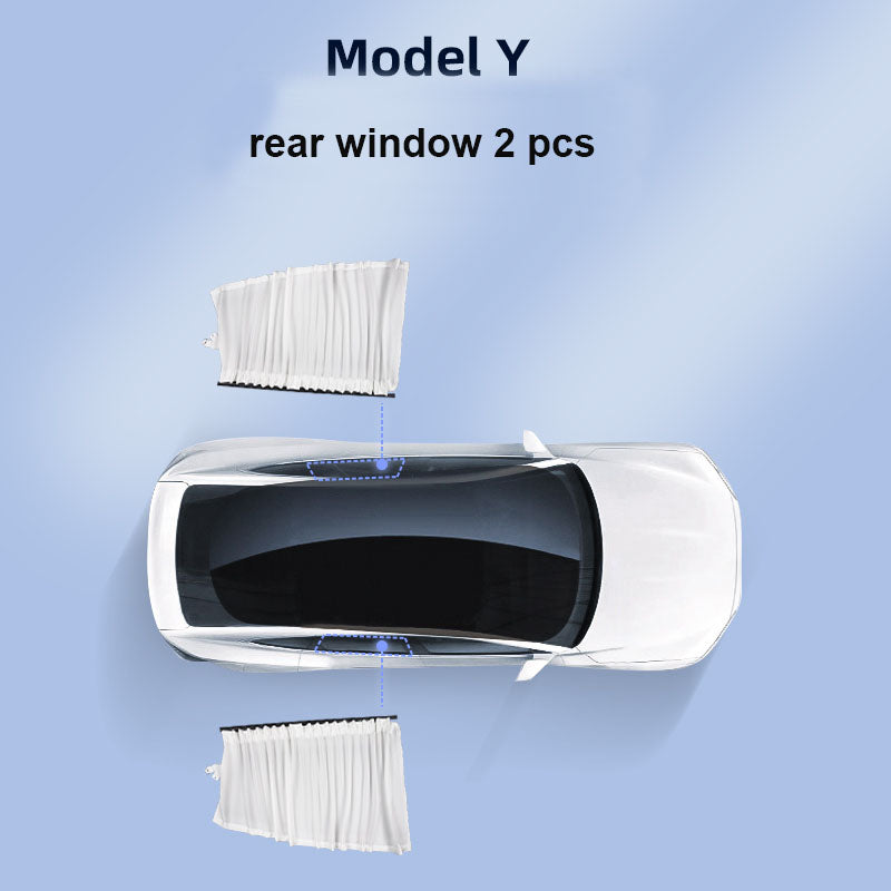 Tesla Seitenfensterschiene, Schiebe-Sichtschutzvorhang, Sonnenschutz für  Model 3/Y - Model Y / Weiß / Heckscheibe (2 Stück)