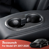 Tesla <tc>Model</tc> 3 housses de porte-gobelets de banquette arrière en fibre de carbone véritable (2017-2023)