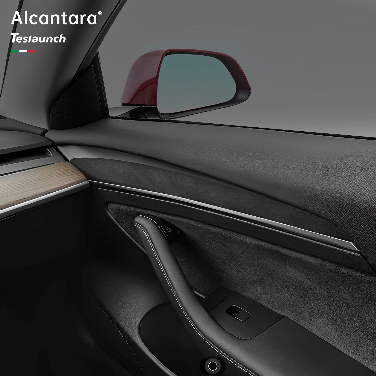 Tesla Alcantara Interior Front Door Trim Panel Caps For Model 3 (2021-2023) and Model Y 2023