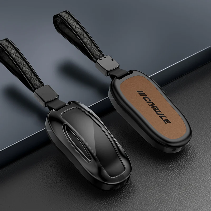 Genuine Leather Car Key Fob Case For Model 3 Y S X