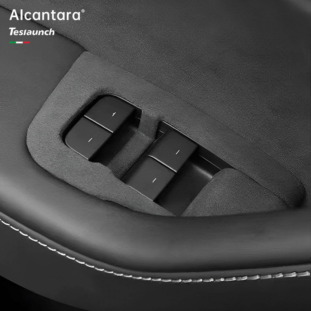 Alcantara Window Switch Button Covers (4 Pcs) For Tesla Model 3/Y (2017-2023)-for Left Hand Drive