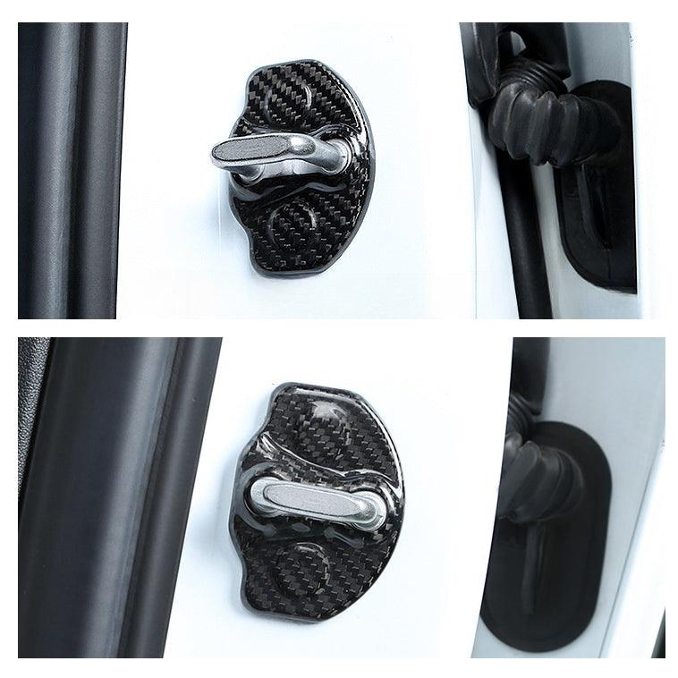 [Real Carbon Fiber] Tesla Door Latch Lock Cover Protector For Model 3/Y (4pc) (2017-2023) - TESLAUNCH