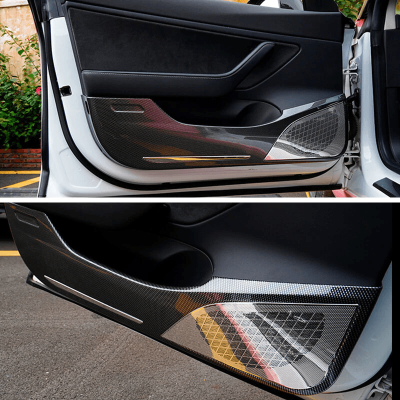 Door Protector for Tesla Model 3, Door Inner Trim Cover Overlay (Carbon Fiber Pattern ABS) (2021-2023) - TESLAUNCH