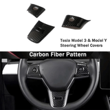 Tesla Model Nakładki na kierownicę 3/Y z włókna węglowego (wzór włókna węglowego ABS) (2017-2023)