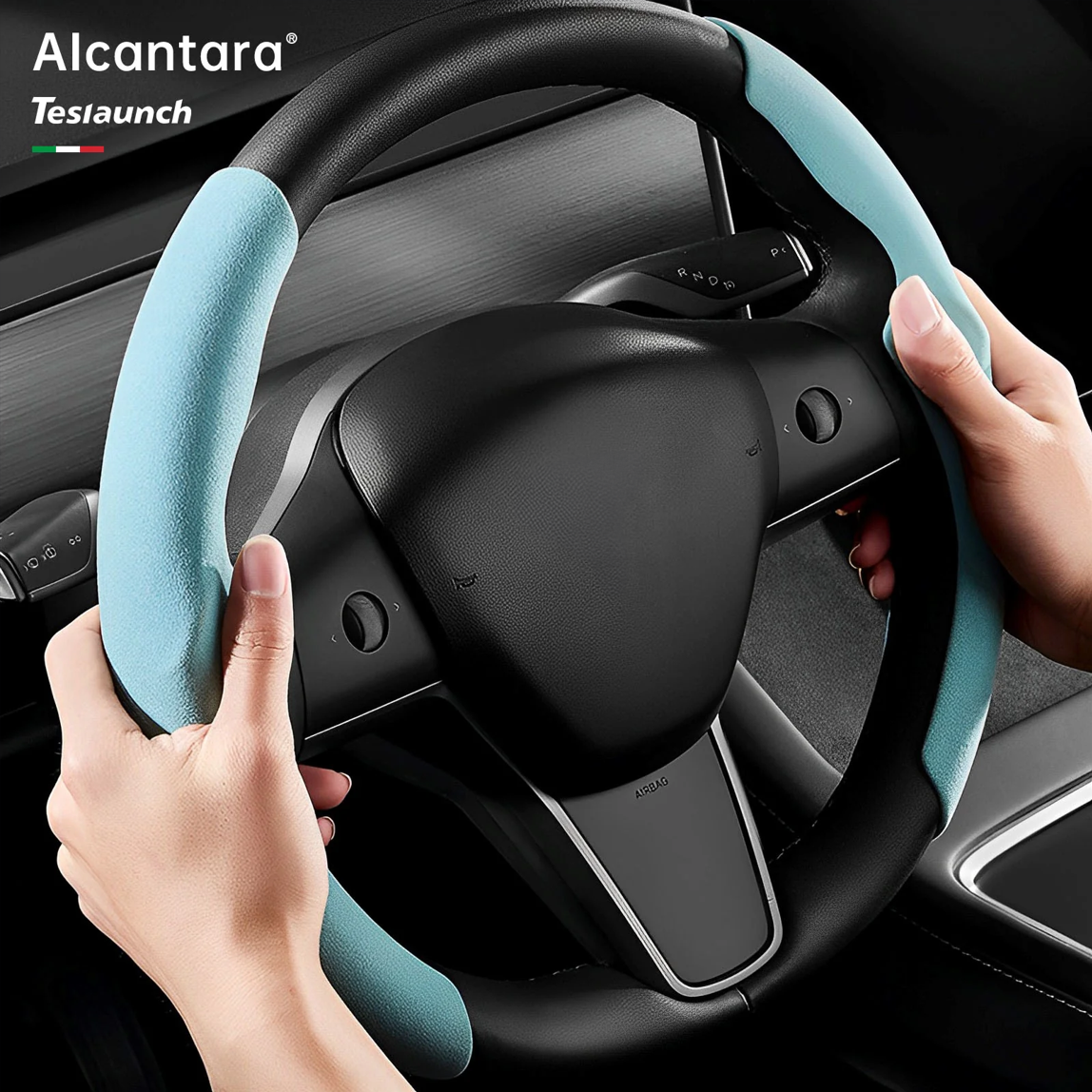 Alcantara Tesla Model 3/Y Steering Wheel Caps Cover