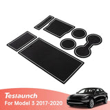 Model 3 Consola Central & Cupholder Liner Kit Tapete Antiderrapante (2017-2020)