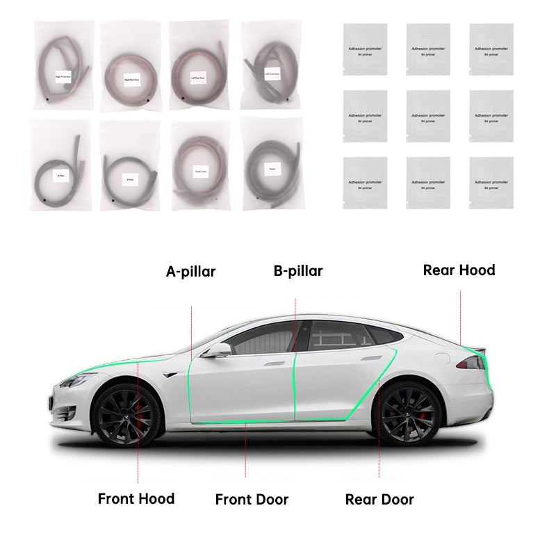 Door Seal Kit Soundproof Wind Noise Reduction Kit For Tesla All Models (2012-2023)