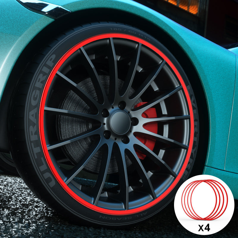 Protecteur de jante de roue en alliage d'aluminium rouge, convient à toutes  les voitures (4 pièces) - 22 / Red