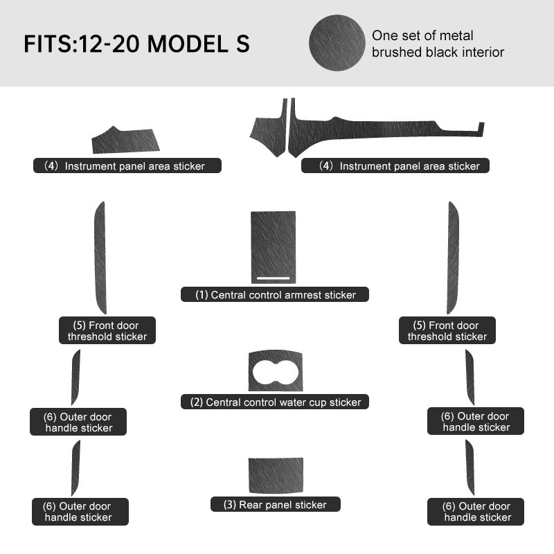 Autocollant de kit d'habillage intérieur en fibre de carbone Tesla pour modèle S (2012-2020)