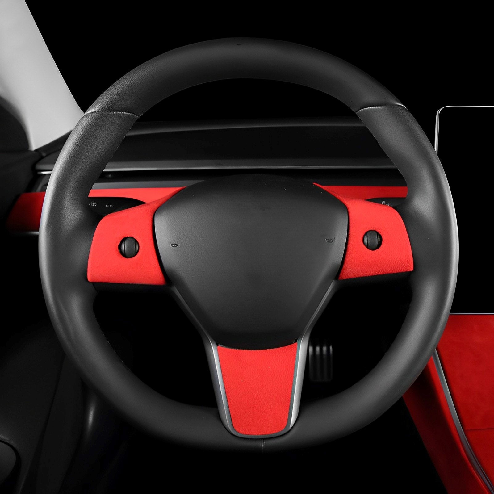 Couvre-volant Tesla Alcantara pour Model 3/Y (2017-2023) - rouge