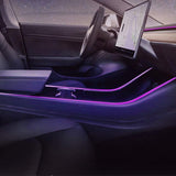 Tesla Model 3/Y Interior LED Dashboard + Center Console Light Strip + App Controller (2017-2023)