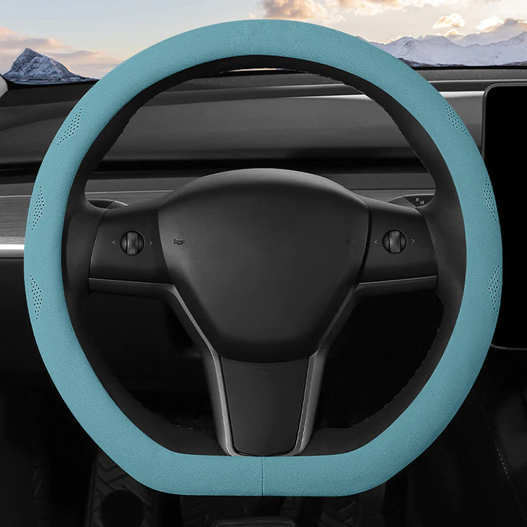 Tesla Alcantara Ultra Thin Sweat Absorbing Steering Wheel Cover for Model 3/Y