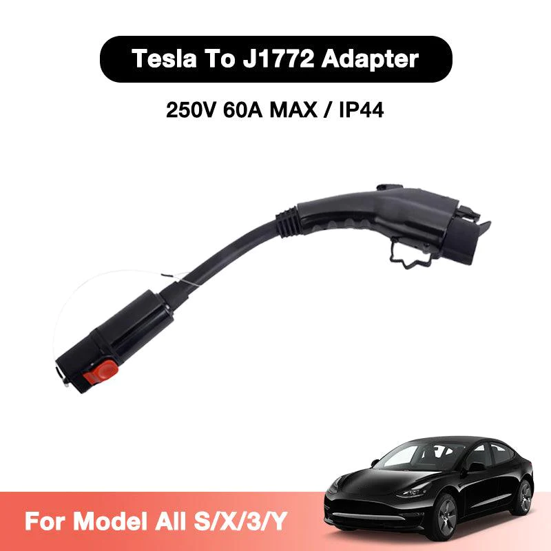 Cargador adaptador <tc>Tesla</tc> a J1772 de 60 amperios/250 V CA máx., para todos los <tc>Model</tc> S/X/3/Y, para carga de nivel 1 - nivel 2, resistente a la intemperie IP44