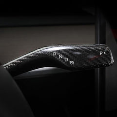 [Real Carbon Fiber] Gear Shift Cover, Turn Signal Stalk Covers for Tesla Model 3/Y (2017-2023) - TESLAUNCH