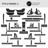 Tesla Carbon Fiber Interior Wrap Kit Sticker for Model 3