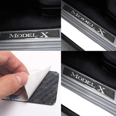 Tesla Carbon Fiber Door Sill Protector Cover For Tesla Model X (2015-2020) - TESLAUNCH