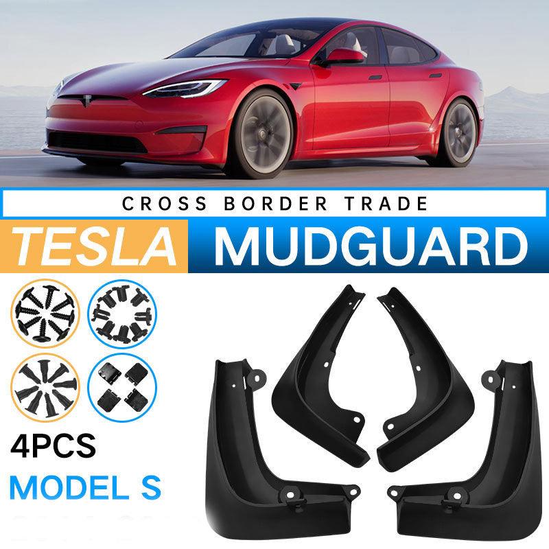 Tesla Model S Mud Flaps Custom Front Rear Mudguard Kit, No Drill Fender (2016-2020) - TESLAUNCH