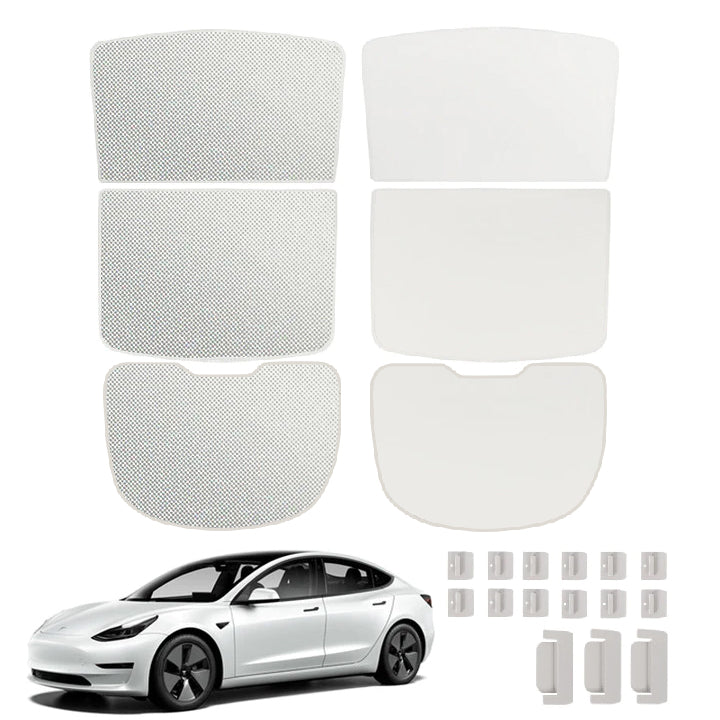 Upgrade Built-In Reflective Sunroof and Rear Windshield Sunshade For Model Y / Model 3 - Lightweight Reflective Silver Coated Sun Visor
