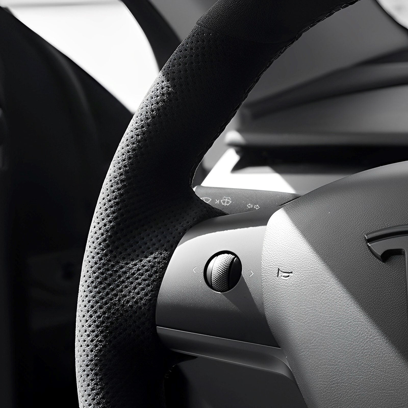 Alcantara-käsinommeltu ohjauspyörän suojus mallille Tesla Model 3/V
