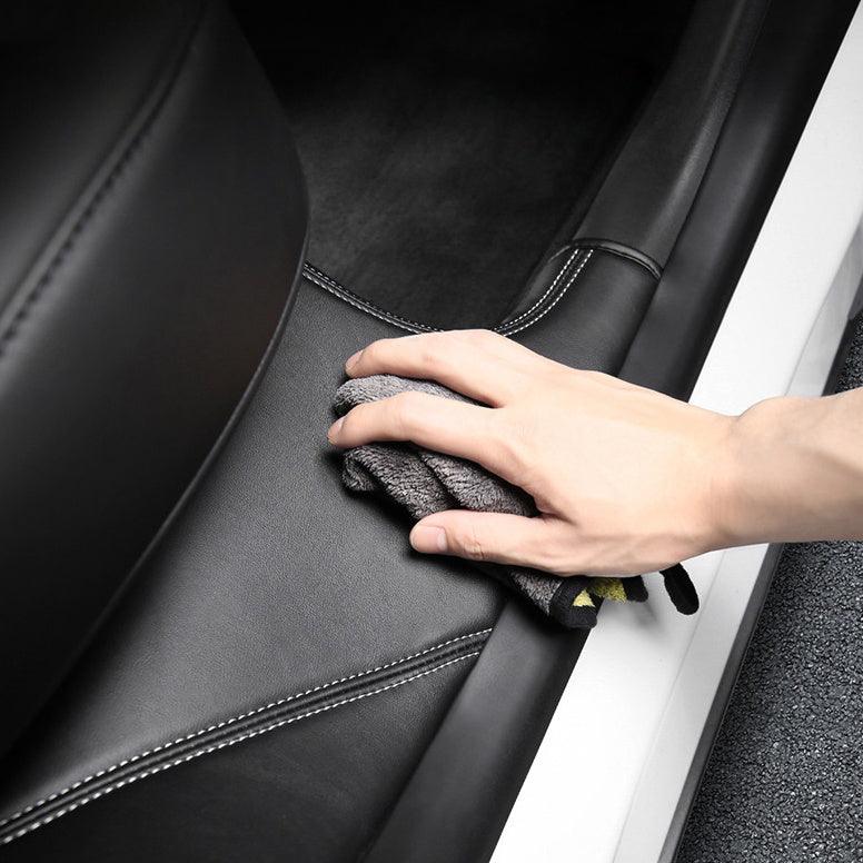 Tesla Model Y Built-in Door Sill Protector / Rear Inner Door Leather Pad Accessories (2 Pcs) (2020-2023) - TESLAUNCH