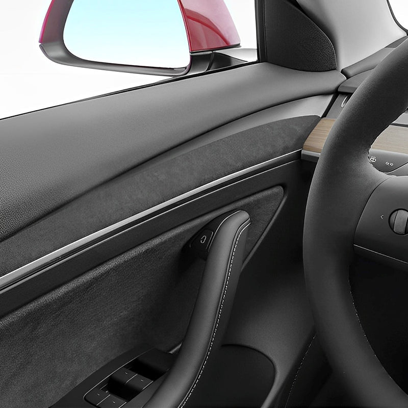 Alcantara Interior Front Door Trim Panel Caps (2 PCS) for Tesla Model 3 (2021-2023) and Model Y 2023-2024 - T-Launch
