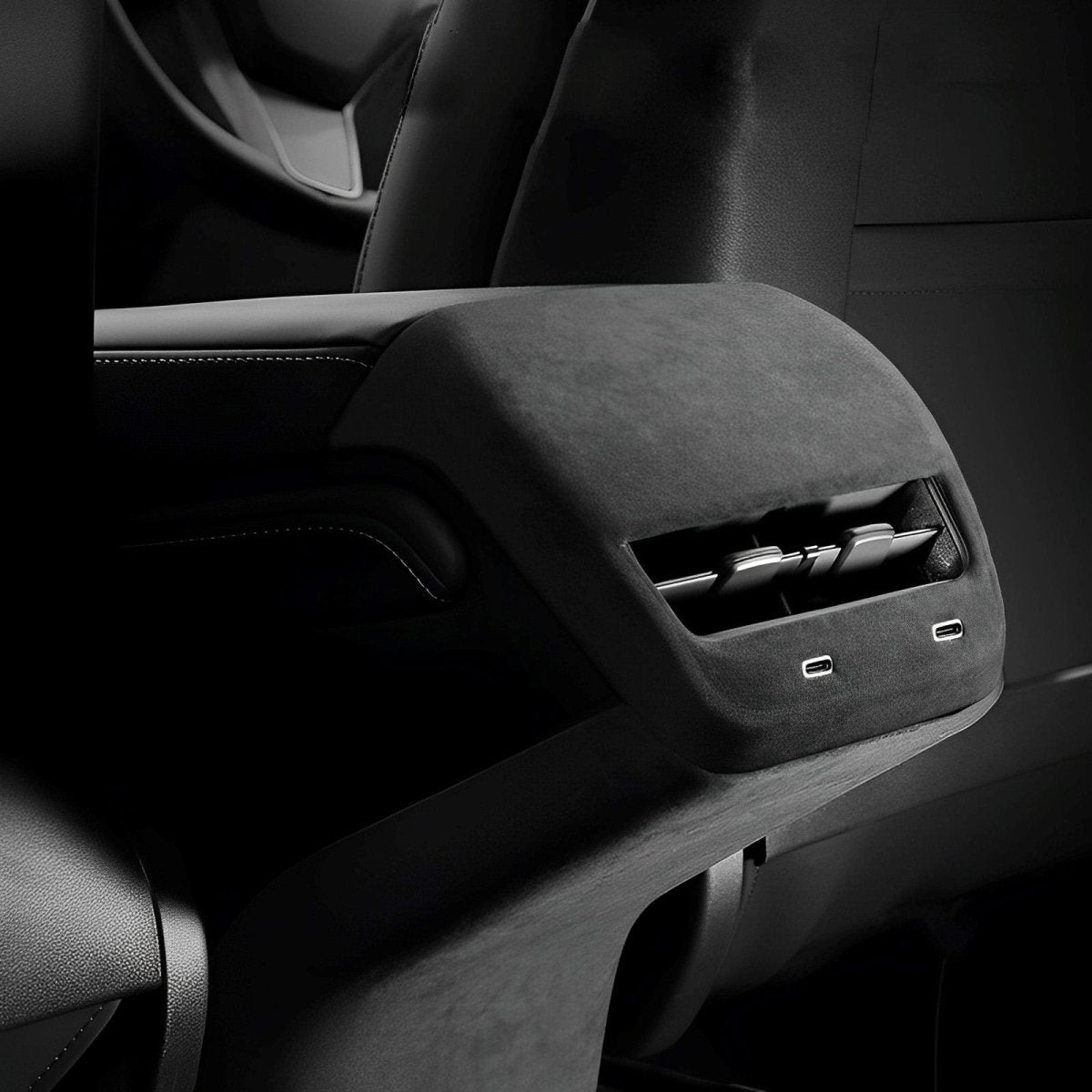 Alcantara Rear AC Vent Cover and Rear Anti-kick Cover For Tesla Model 3/Y (2017-2023) - T-Launch
