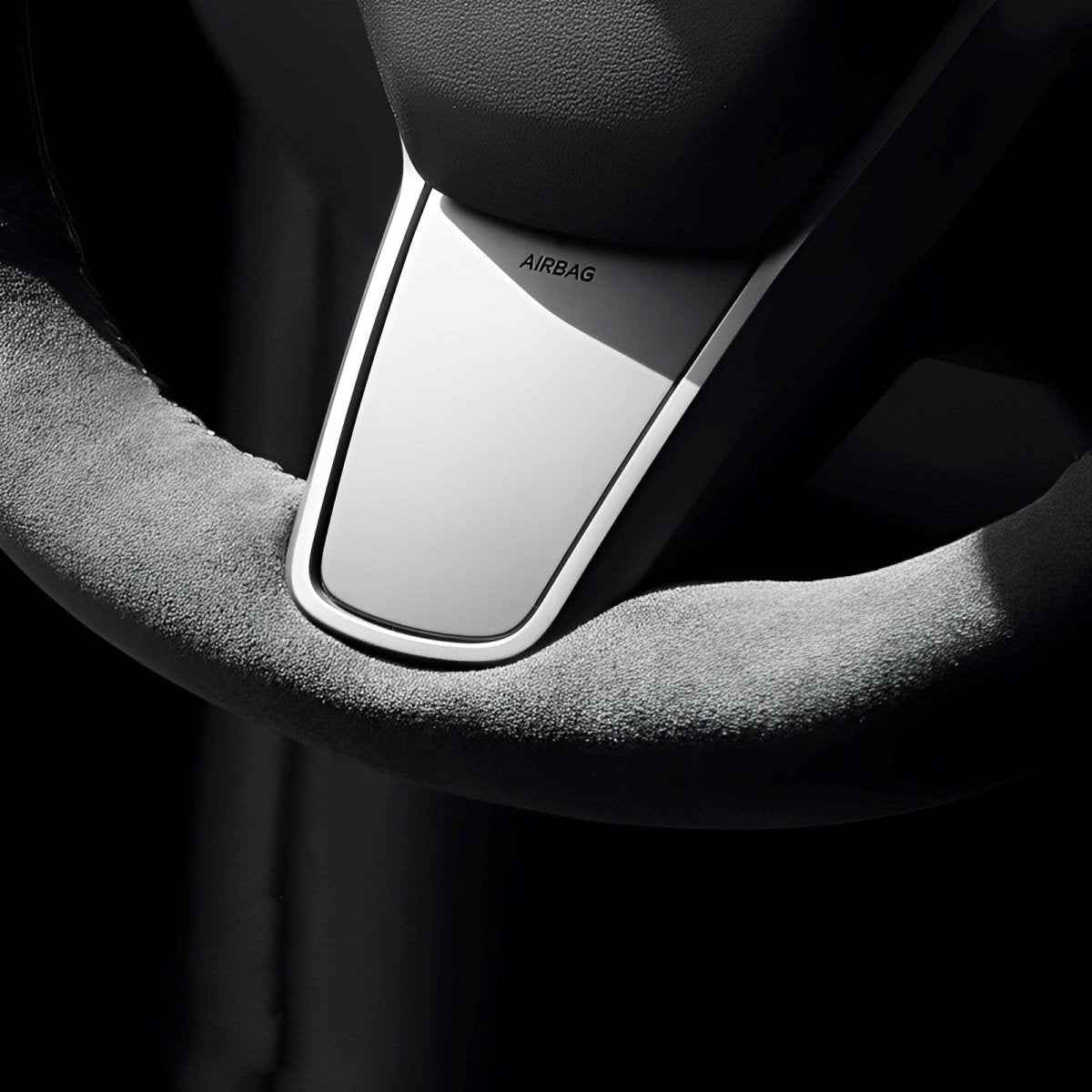 Alcantara Steering Wheel Cover (Hand Stitch, Half-Open, One-Piece) for Tesla Model 3 Highland Standard 2025+ - T-Launch