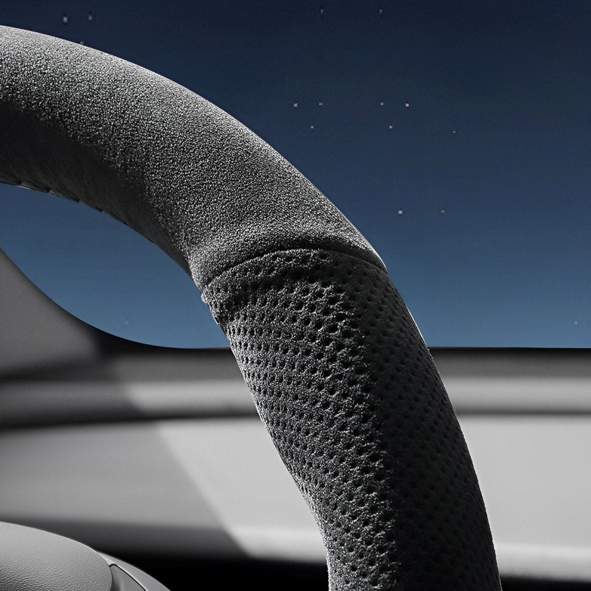 Alcantara Steering Wheel Cover (Hand Stitch, Half-Open, One-Piece) for Tesla Model 3 Highland Standard 2025+ - T-Launch