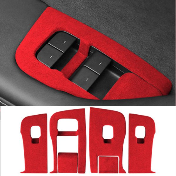 Alcantara Window Switch Button Covers (4 Pcs) For Tesla Model 3/Y (2017-2023)-for Left Hand Drive - T-Launch
