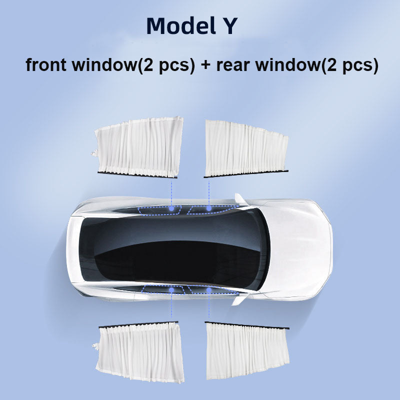 Tesla Seitenfensterschiene, Schiebe-Sichtschutzvorhang
