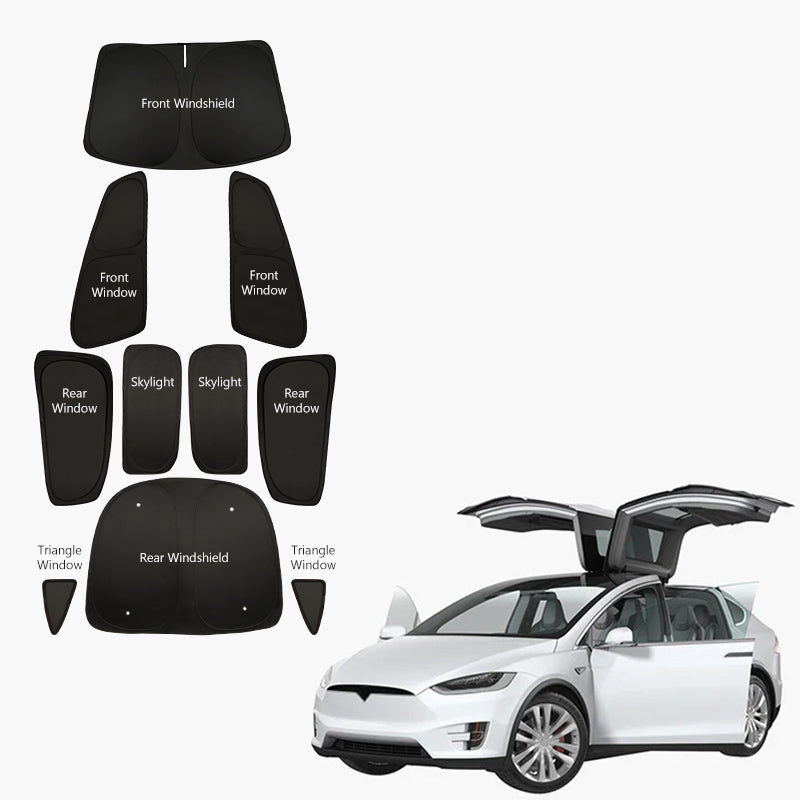 Model X(2015-2026) Privacy And Thermal Insulated Sunshades Curtains for Tesla Opaque Sun Visor for Camping and Daily Use