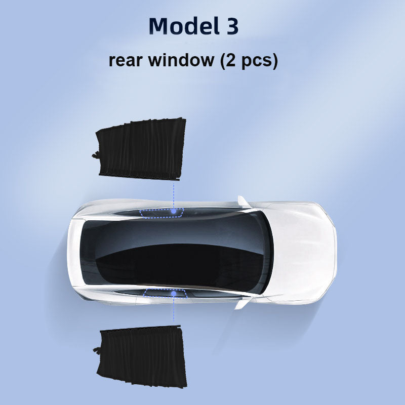 Tesla Seitenfensterschiene, Schiebe-Sichtschutzvorhang, Sonnenschutz für  Model 3/Y - Model 3 / Schwarz / Heckscheibe (2 Stück)