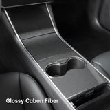 Model 3/Y Center Console Cover for Tesla, Decoration Wrap Kit (Carbon Fiber Pattern ABS) (Gen.1) (2017-2020)