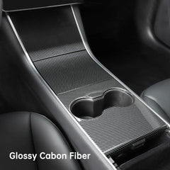 Model 3/Y Center Console Cover for Tesla, Decoration Wrap Kit (Carbon Fiber Pattern ABS) (Gen.1) (2017-2020)