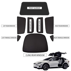 Sada sluneční clony s hustou síťovinou pro celé auto a střešní okno (8 ks) pro Tesla Model X(2015-2020) Příslušenství do auta