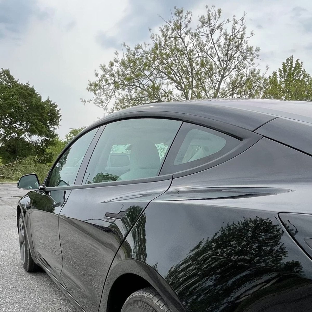 Chrome Delete Blackout Vinyl Overlay for 2017-2023 Tesla Model 3 - Matte Black - T-Launch