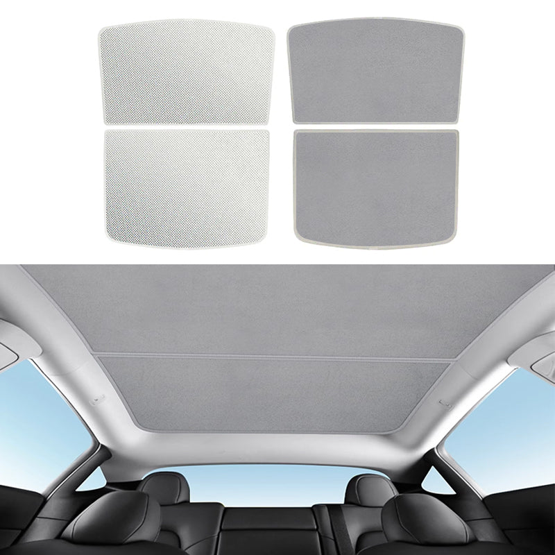 Alcantara Semsket Iskrystall Dobbel Isolasjon Soltak Solskjerm for Tesla Model 3/Y