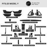 Autocollant de kit d'habillage intérieur en fibre de carbone Tesla pour modèle Y