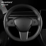 Alcantara Steering Wheel Cover For Tesla Model 3/Y (2017-2023)