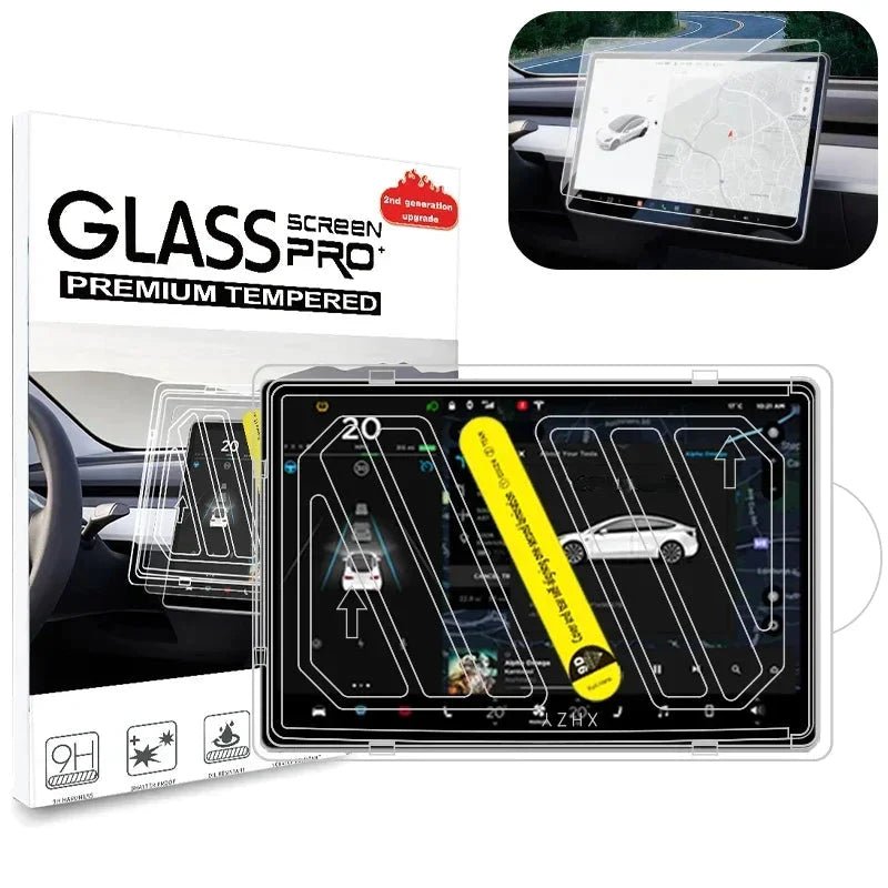 Dashboard Screen & Second Row Seat Screen Protector Tempered Film Fully Covers For Tesla 2024+ Model 3 Highland - T-Launch