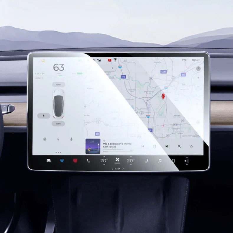 Dashboard Screen & Second Row Seat Screen Protector Tempered Film Fully Covers For Tesla 2024+ Model 3 Highland - T-Launch