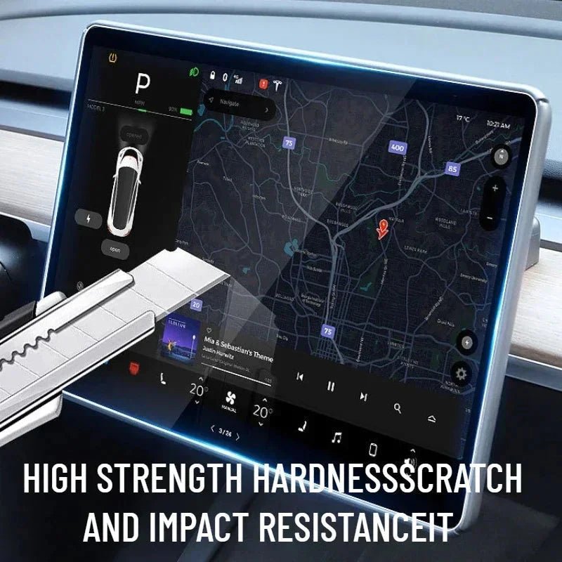 Dashboard Screen & Second Row Seat Screen Protector Tempered Film Fully Covers For Tesla 2024+ Model 3 Highland - T-Launch