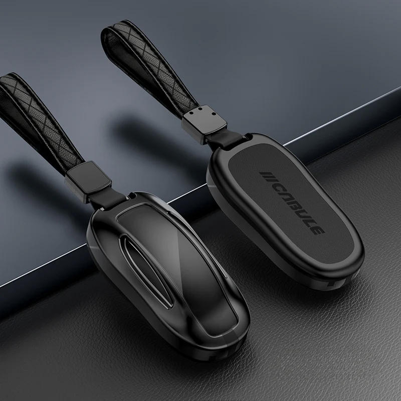 Alloy and Leather Key Fob Cover for Tesla Model 3/Y/S/X
