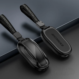 Couverture de porte-clés en alliage et cuir pour Tesla Model 3/Y/S/X