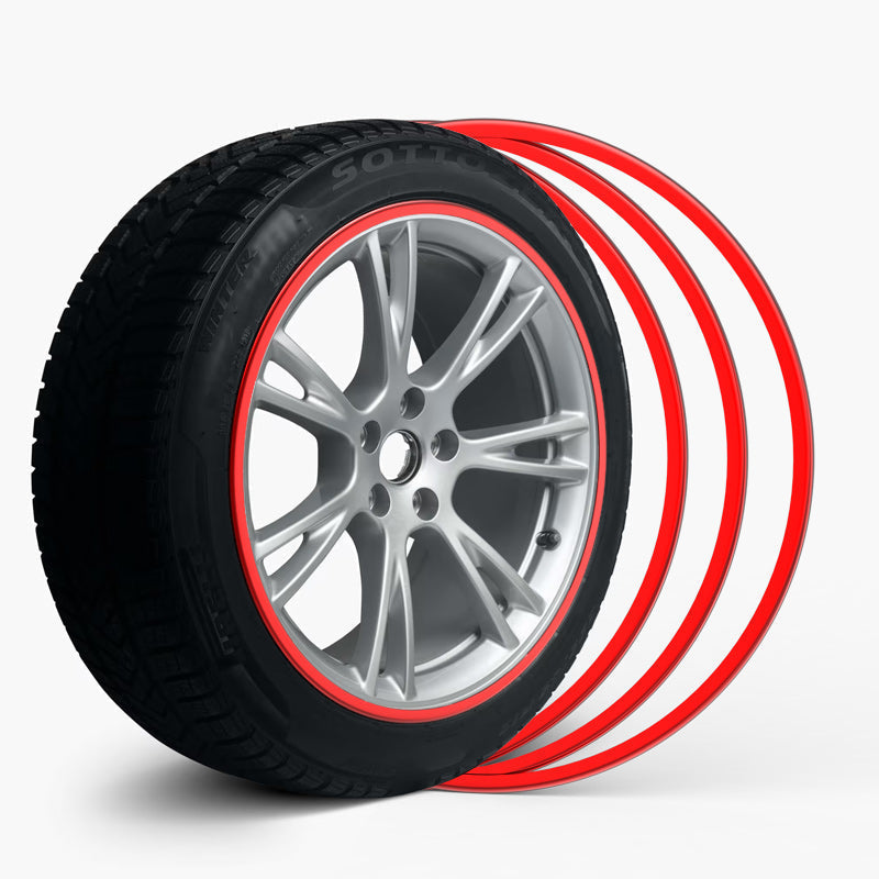 Protezione per cerchioni in lega di alluminio rosso - Adatto a tutte le  auto (4 pezzi) - 20 / rosso