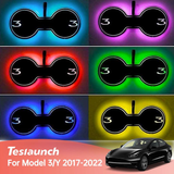 Model 3 / Y kaksoismukinpidikkeen logo 7-värinen LED-tyyny sisäilmakehän valaisin (2017-2023)