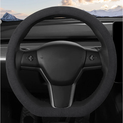 Alcantara Ultra Thin Sweat Absorbing Steering Wheel Cover for Tesla Model 3/Y(not fit for 2024 Model 3 Highland )