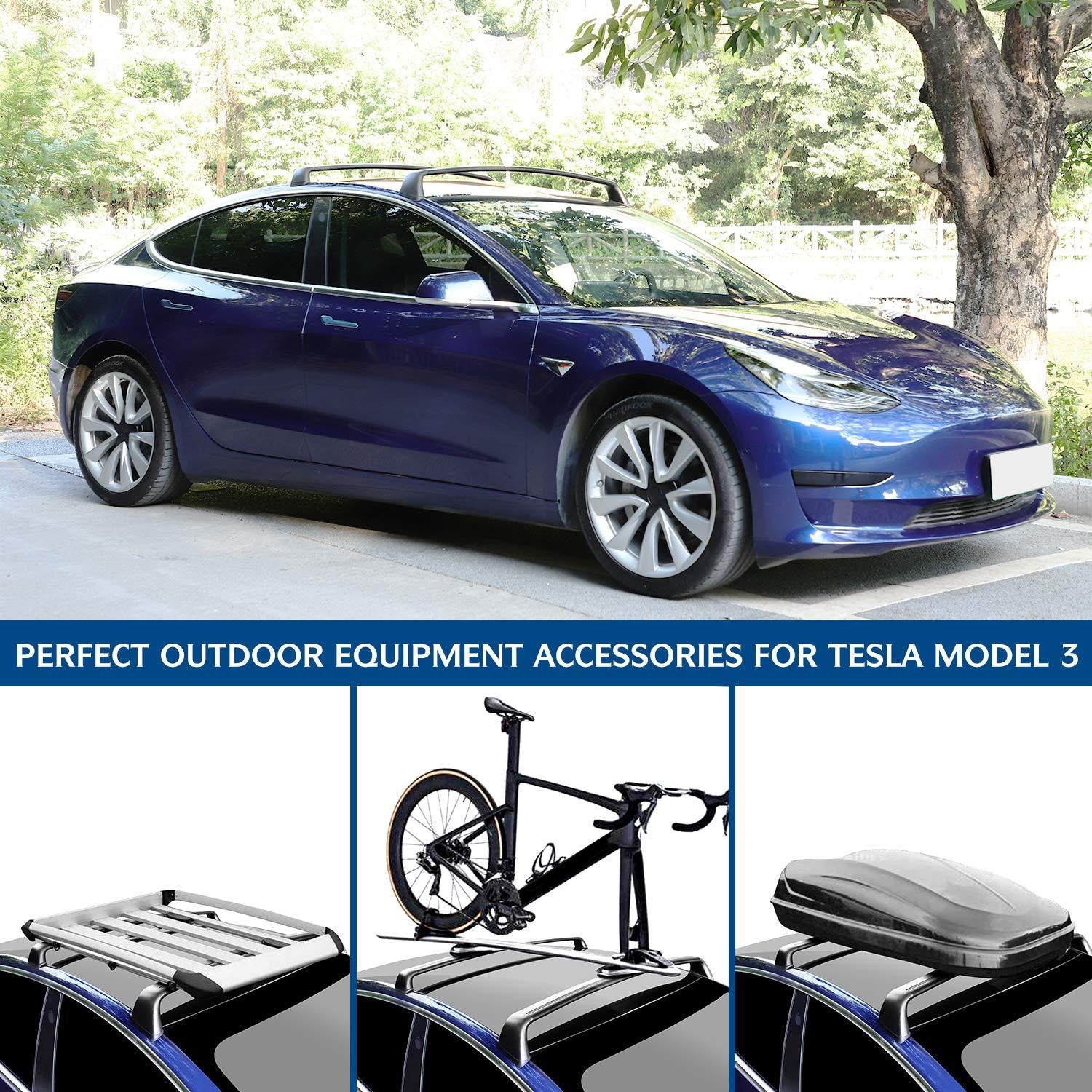 Tesla Model 3 & Model Y Aluminum Roof Rack Cargo Cross Bars (Set of 2)  (2017-2024)
